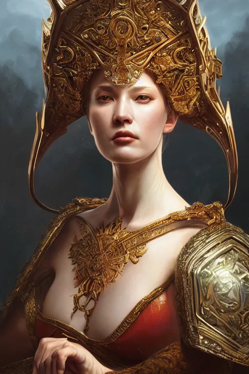 Prompt: a masterpiece ultrarealistic ultradetailed portrait of a very beautiful warrior queen, baroque renaissance. medium shot, intricate, elegant, by stanley artgerm lau, wlop, rossdraws, james jean, andrei riabovitchev, marc simonetti, light by julie bell, porcelain skin. global illumination. vfx