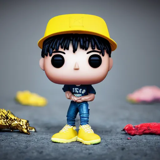 Image similar to funko pop of rapper youngboy never broke again, product shot, macro, hyper realistic, octane render, unreal engine, 4 k, 8 k