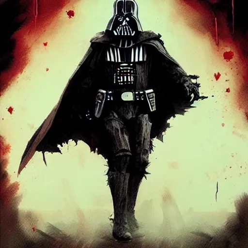 Image similar to zombie darth vader geog darrow greg rutkowski