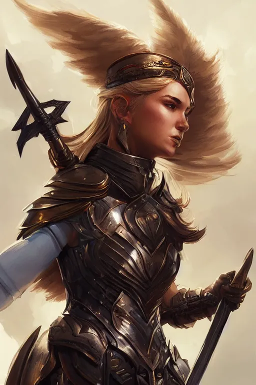 Image similar to amazon valkyrie athena, d & d, fantasy, portrait, highly detailed, headshot, digital painting, trending on artstation, concept art, sharp focus, illustration, art by artgerm and greg rutkowski and magali villeneuve