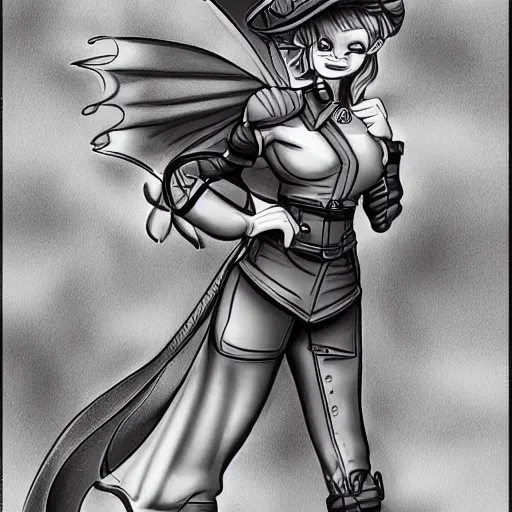 Prompt: beatiful anthropomorphic female dragon working as a police officer, cartoon, digital art, full character, high detail drawing