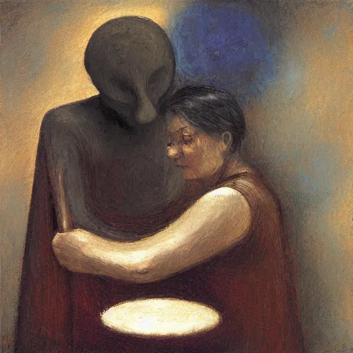 Image similar to an impasto painting by shaun tan of an abstract sculpture by the caretaker and katia chausheva ( 1 8 9 0 )