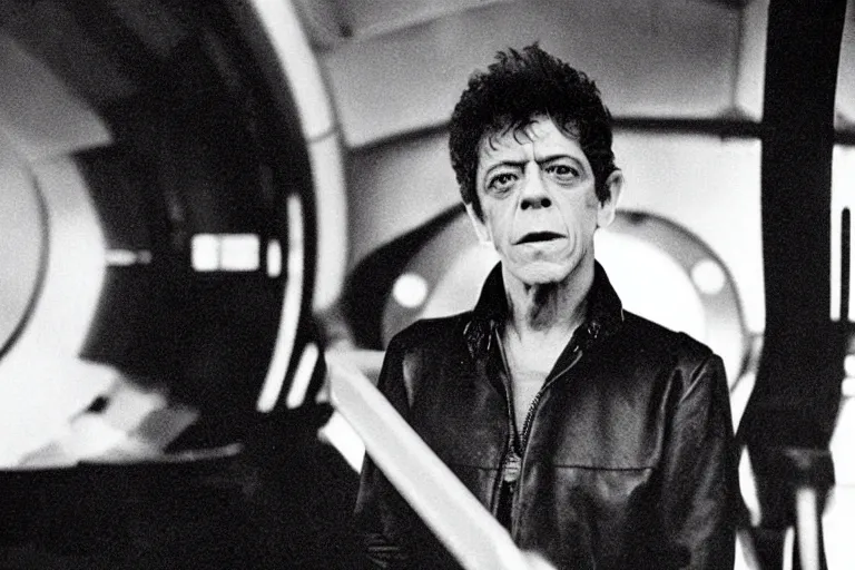 Image similar to lou reed on the bridge of a starship, movie still