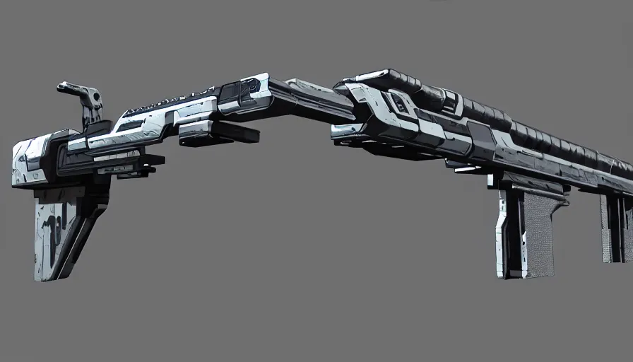 Prompt: extremely detailed ultra realistic side view photo sci fi minimalist coilgun rifle, detailed trigger, chemically propelled, electric, smooth streamline, elegant sleek smooth body, white paint, wires, railgun, chemrail, gauss, smooth utopian design, ultra high quality, octane, cod, destiny, warframe, terminator