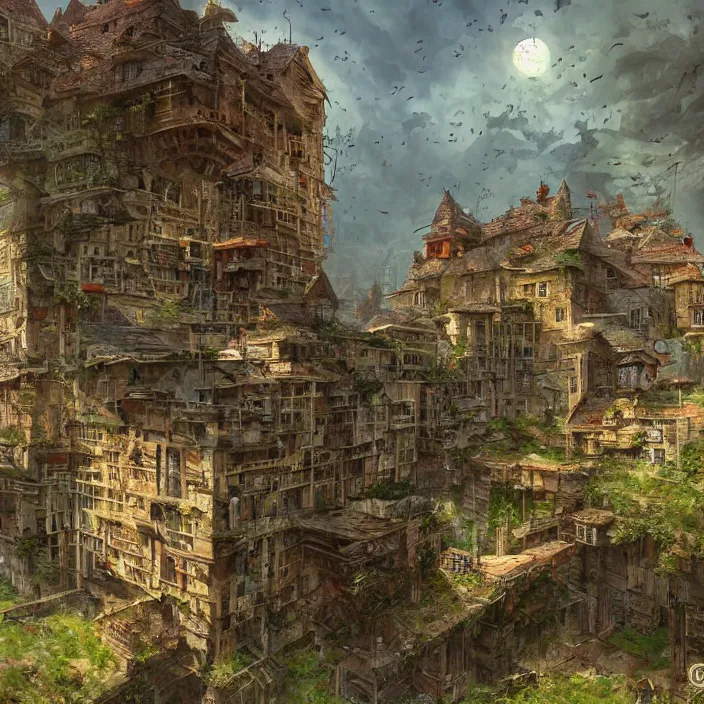 Image similar to a building in a landscape, by marc simonetti