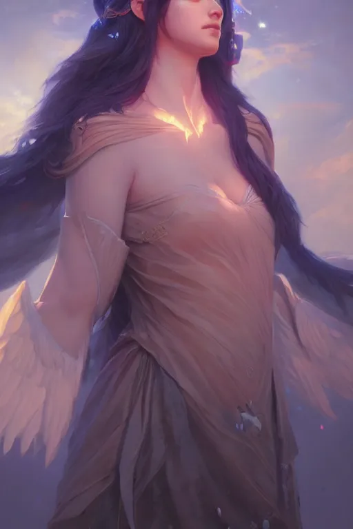 Image similar to goddess of the heaven twilight, highly detailed, digital painting, artstation, concept art, smooth, sharp focus, illustration, unreal engine 5, 8 k, art by artgerm and greg rutkowski and edgar maxence