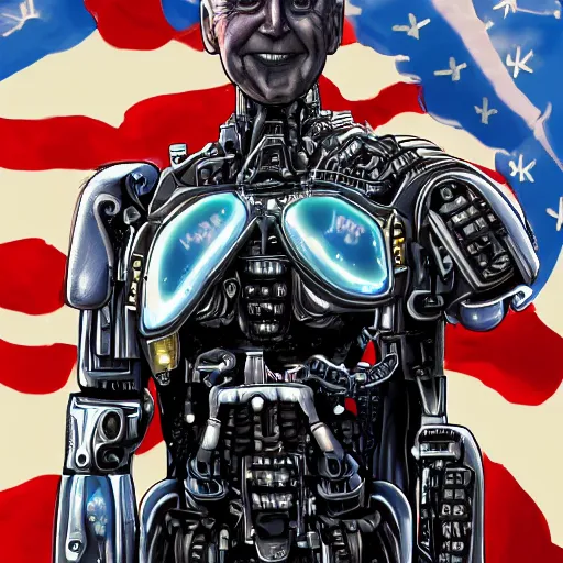 Image similar to joe biden as a cyborg cybernetic necromancer magic realism fantasy realm sci - fi