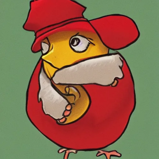 Image similar to a communist baby chick drawn in soviet style