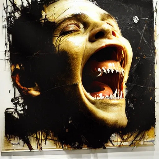 Prompt: portrait of a dentist with large, giant teeth, rotten teeth, yellow, broken, cavities, moldy by Mark Brooks and guy denning