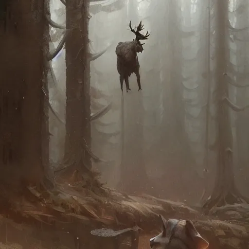 Image similar to anthropomorphic moose man by greg rutkowski