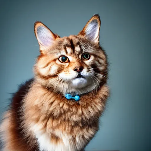 Prompt: siberian cat in a cowboy hat, sitting on the corgi