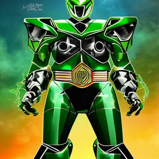 Image similar to power rangers green dragonzord by mad dog jones, android jones and lisa james