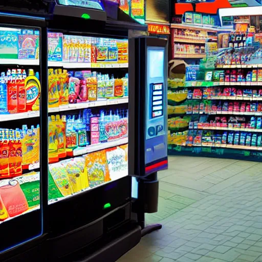 Image similar to impressionism cheapest convenience store robo - cashier