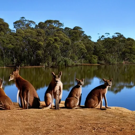 Prompt: futuristic dam holding kangaroos back