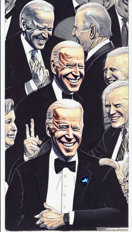 Prompt: joe biden triumphant. portrait by jean giraud and anton otto fischer