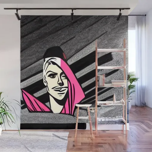 Image similar to Wall mural portrait of Pyramid Head, urban art, pop art, artgerm, by Roy Lichtenstein