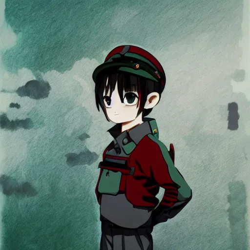 Image similar to beautiful little boy in nazi uniform posing. red, green, blue and gray pallet color. made in abyss art style, inspired by kris from deltarrune, cute detailed artwork, anatomically correct, soft details, ilya kuvshinov, reflection, perfect composition, portrait, illumination, digital art, detailed anime soft face