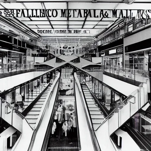 Prompt: fractal maths and shopping malls in england, by mike hinge,