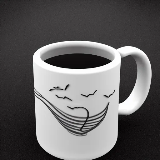 Image similar to 3 d model of a unique mug design, blender render, fully in frame