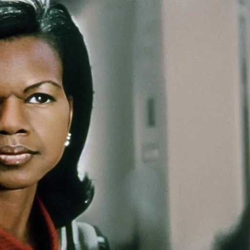 Prompt: young woman Condoleezza Rice in Star Wars, movie still, speed, cinematic Eastman 5384 film