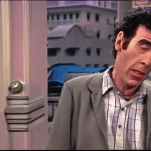 Prompt: the seinfeld episode where kramer breaks the fourth wall