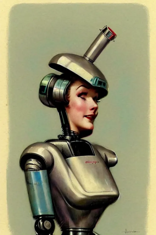 Image similar to ( ( ( ( ( 1 9 5 0 s retro future robot android maid. muted colors. ) ) ) ) ) by jean - baptiste monge!!!!!!!!!!!!!!!!!!!!!!!!!!!!!!