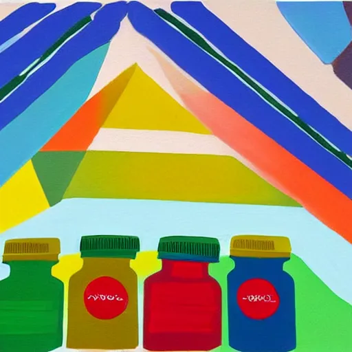 Image similar to A vision of the future, condiments on canvas, by the beneficiaries of the housing market, using colors outside the visible spectrum, vivid contempt, highly detailed, shockingly simplistic