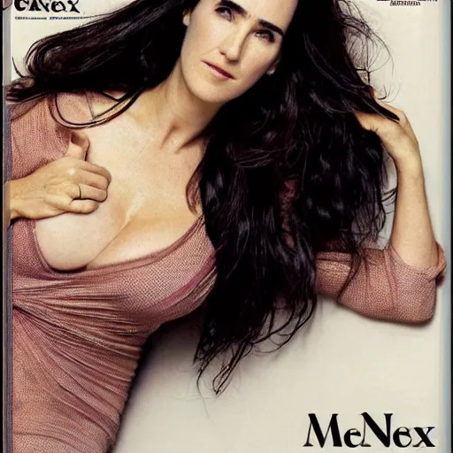 Prompt: jennifer connelly on the cover of maxim magazine.
