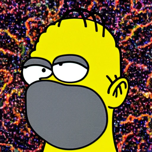 Image similar to Homer Simpson on his first LSD trip 4K quality 8K texture