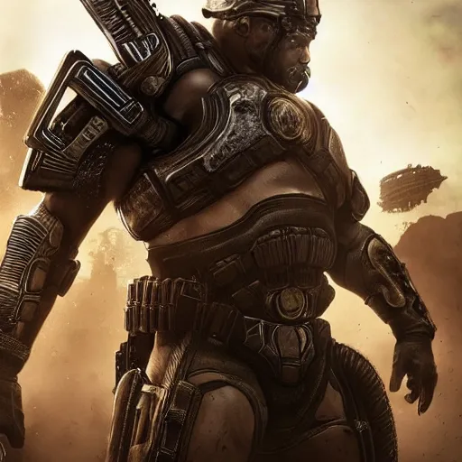 Image similar to kanye west as an centaur!!!! in gears of war, splash art, movie still, detailed face, photorealistic facial features, cinematic lighting, dramatic, octane render, long lens, shallow depth of field, bokeh, anamorphic lens flare, 8 k, hyper detailed, 3 5 mm film grain