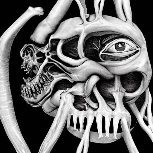 Image similar to the depthless eye, twisting eldritch horror beyond comprehension, sinew and bone, teeth and screaming flesh, photo, medical dissection