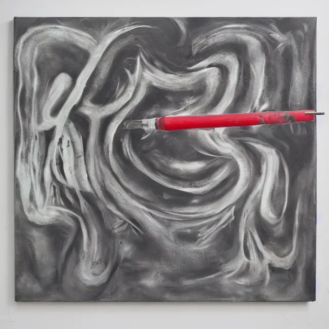 Image similar to grey vegetables, charcoal, fire extinguisher, black burnt cotton, neo - expressionism, surrealism, acrylic and spray paint and oilstick on canvas