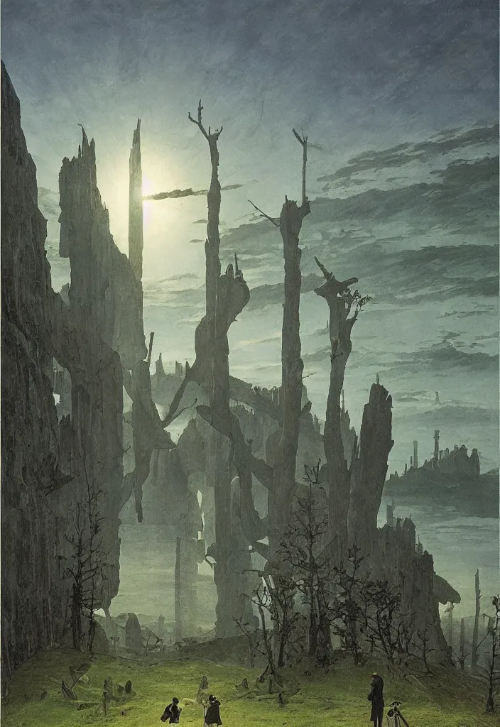 Prompt: solarpunk knight | Caspar David Friedrich |