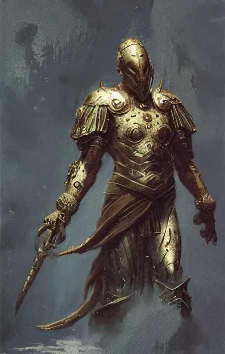 Image similar to zeus god, wearing thunder armor, greek ornamented armor, beksinski, ruan jia, weta workshop concept art