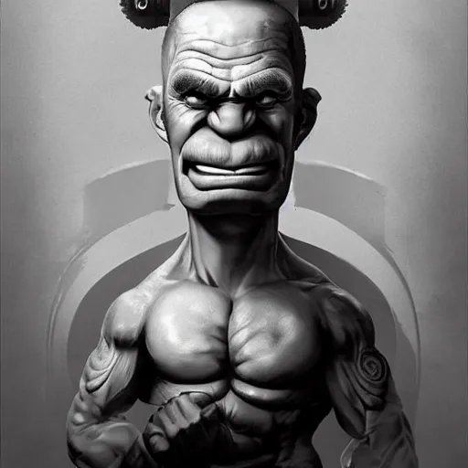 Prompt: a masterpiece of popeye with huge biceps holding a broccoli. very detailed eyes. intricate, elegant, highly detailed. trending on artstation, digital art, by stanley artgerm lau, wlop, rossdraws, james jean, andrei riabovitchev, marc simonetti, yoshitaka amano