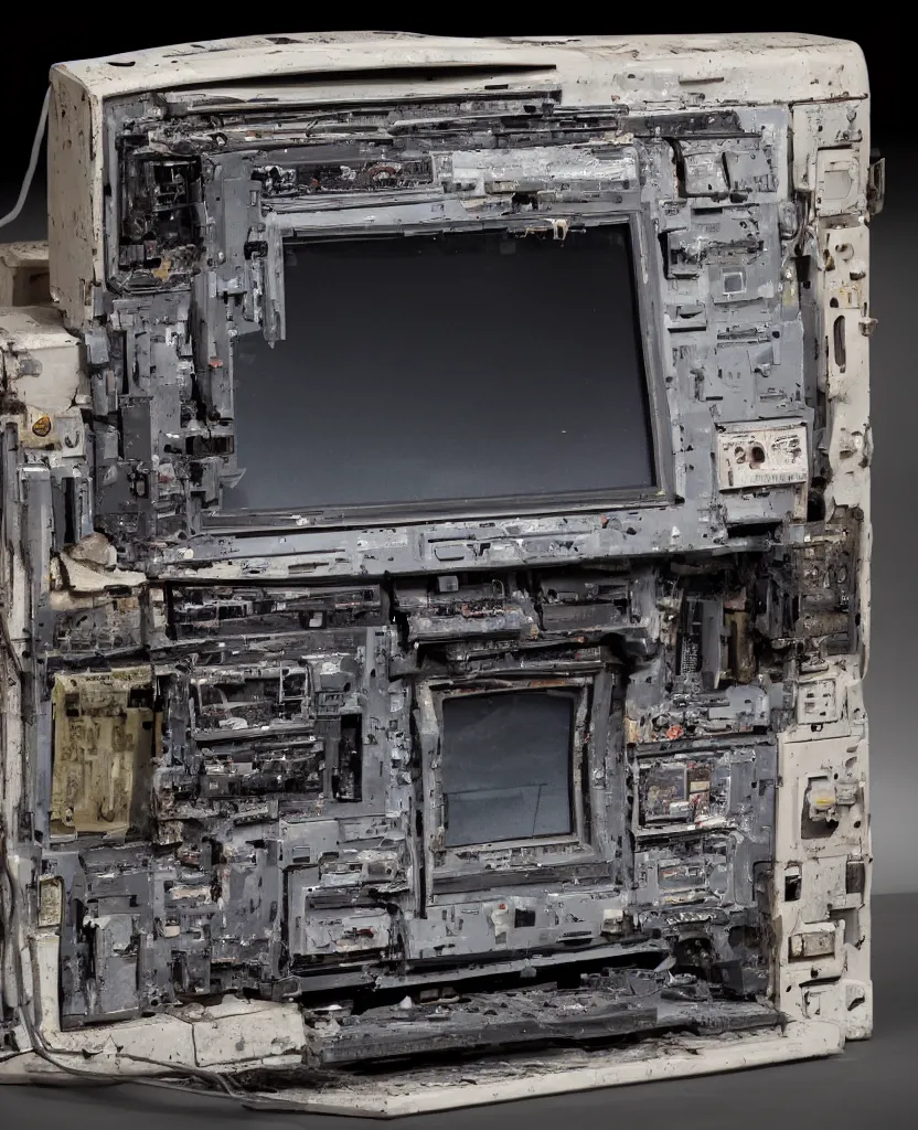 Image similar to broken vintage crt monitor, 8 k