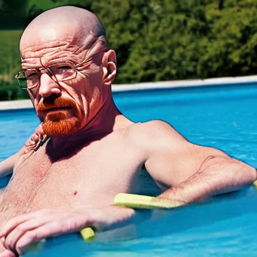 Image similar to photo of walter white relaxing in pool floater