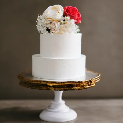 Prompt: studio photography of wedding cake in the shape of a fox