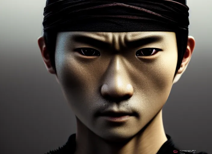 Image similar to a film still portrait of a ninja, finely detailed features, closeup at the face, sharp focus, perfect art, at lush forest background, warm cinematic lighting, intricate, anime, artstation, trending on pixiv fanbox, painted by greg rutkowski, studio ghibli, akihiko yoshida, hayao miyazaki, hiromu arakawa,