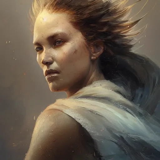 Image similar to a beautiful portrait of an ancient wind goddess by Greg Rutkowski and Raymond Swanland, Trending on Artstation, ultra realistic digital art