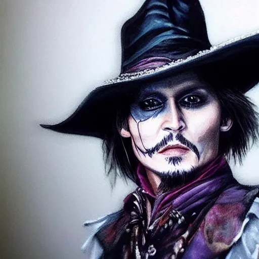 Prompt: a full body painting of johnny depp as a bloodborne character