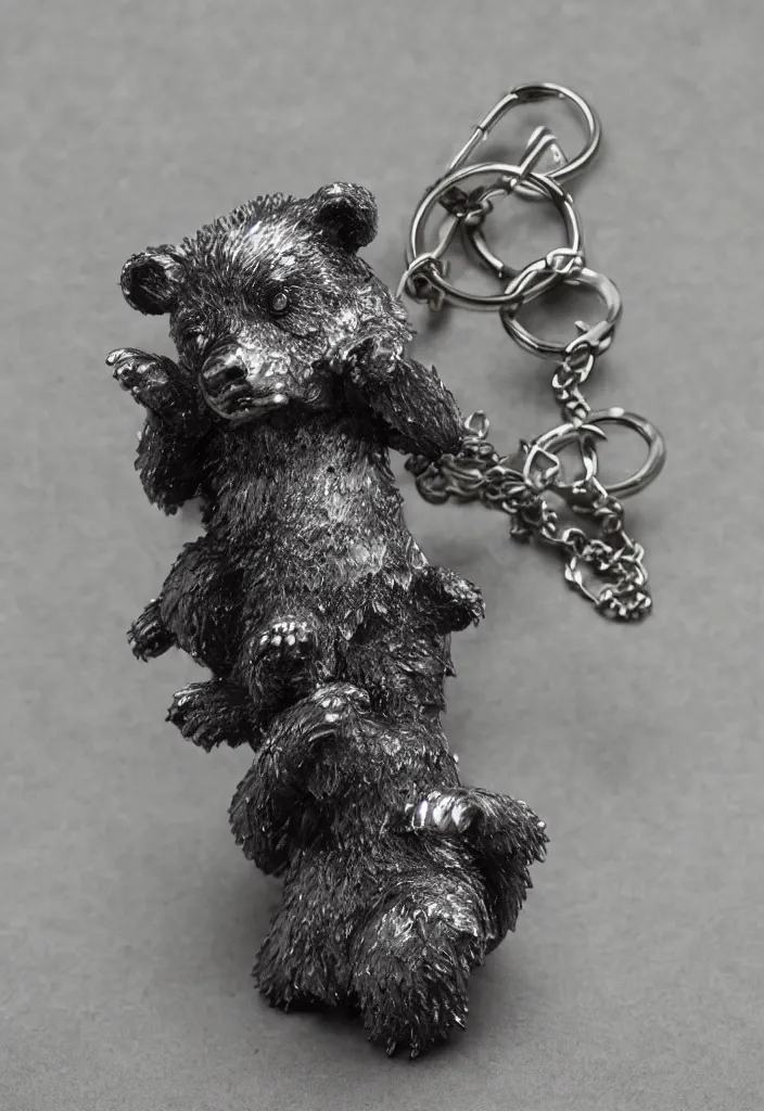 Image similar to a small crystal bear keychain by greg rutkowski, sung choi, mitchell mohrhauser, maciej kuciara, johnson ting, maxim verehin, peter konig, 8 k photorealistic, cinematic lighting, hd, high details, dramatic, atmosphereric