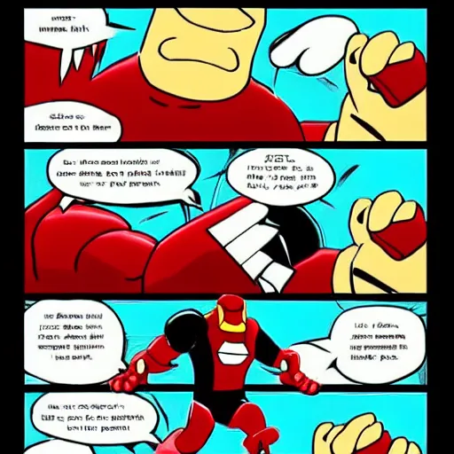 Prompt: Peter Griffin punching Iron Man by yuumei