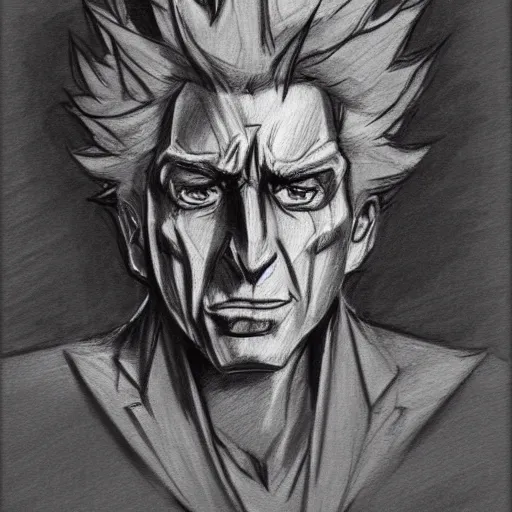 Image similar to rick sanchez fusain charcoal sketch artstation deviant art shinkai