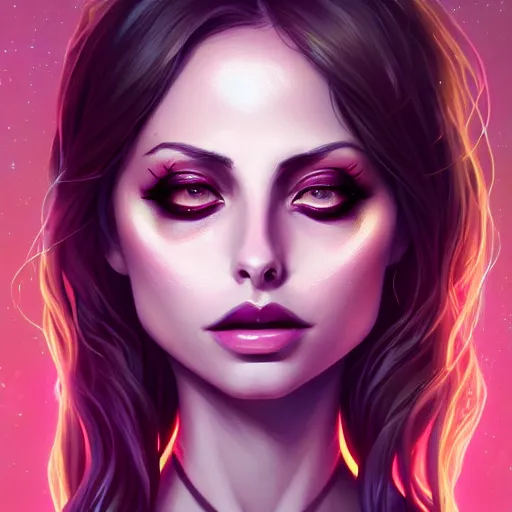 Prompt: a portrait of a beautiful willa holland death metal makeup, art by lois van baarle and loish and ross tran and rossdraws and sam yang and samdoesarts and artgerm, digital art, highly detailed, intricate, sharp focus, trending on artstation hq, deviantart, unreal engine 5, 4 k uhd image