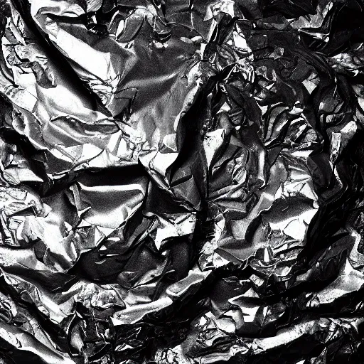 Prompt: texture of crumpled aluminium foil. octane render.