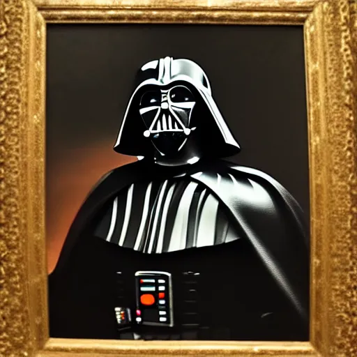 Prompt: a portrait painting of darth vader from star wars in a renaissance style hanging in the louvre