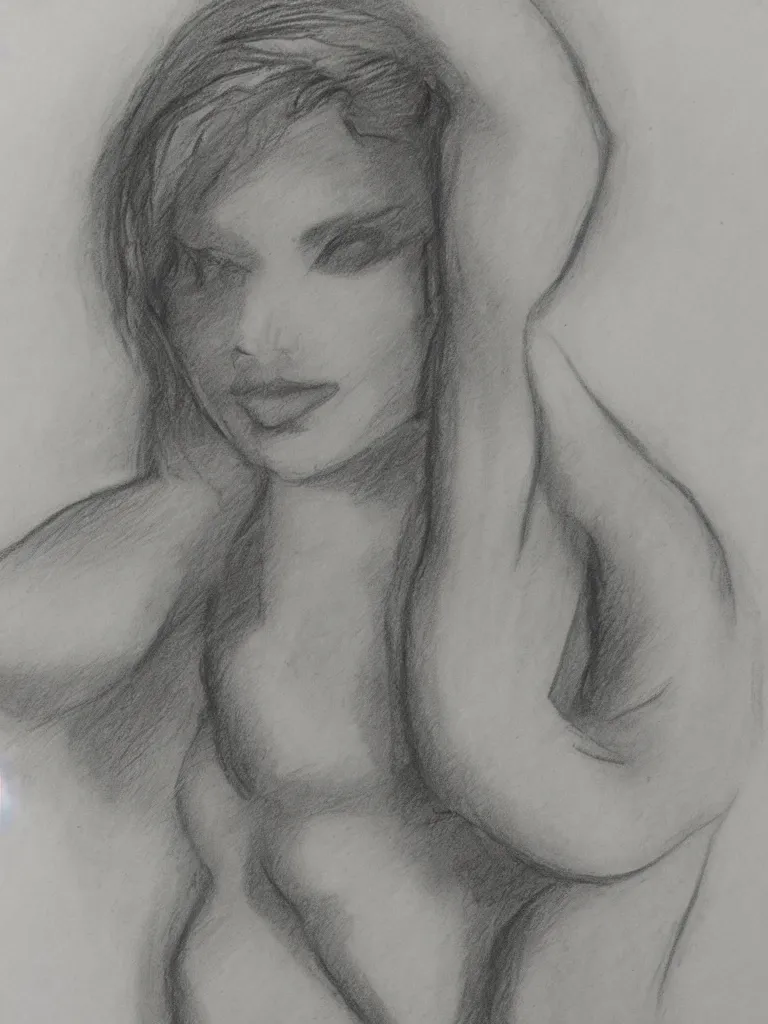 Image similar to charcoal figure drawing of a beautiful female model in the style of joseph sheppard