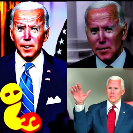 Image similar to joe biden as pac - man eating mike pence