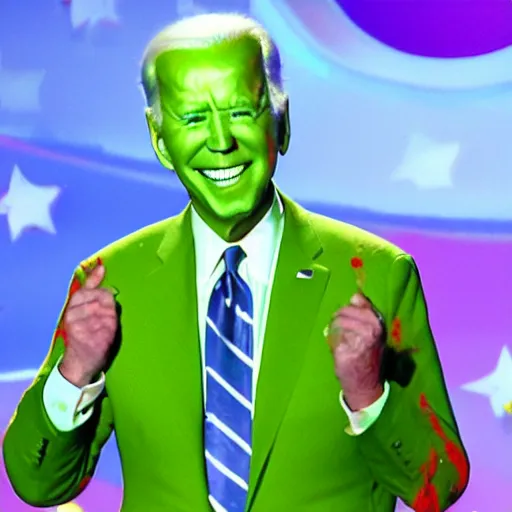 Prompt: joe biden slimed at the kids choice awards